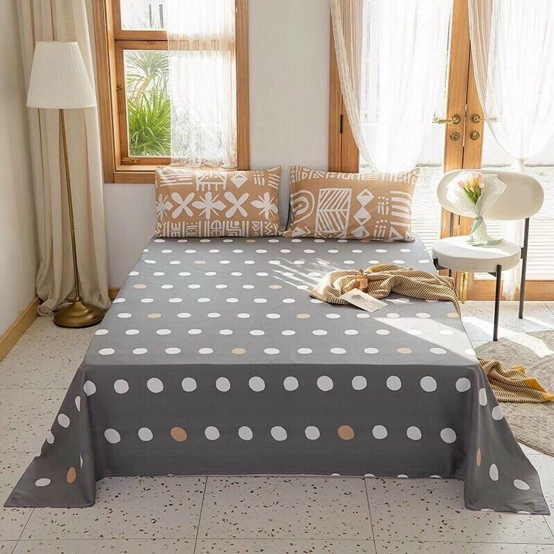Set Cotton Hàn Quốc Living Hàng Nhập Khẩu Cao Cấp 4 Món Hoa Hồng Trắng