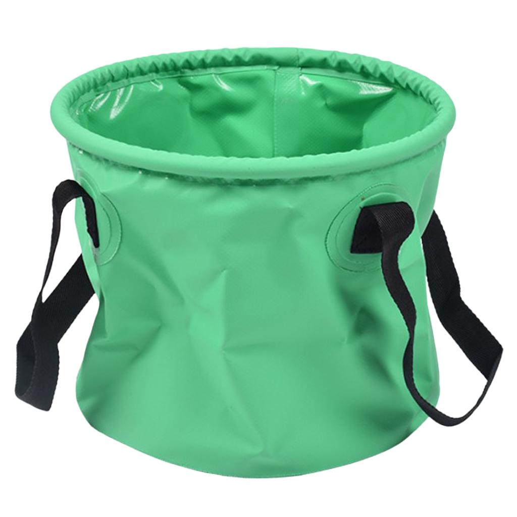 Outdoor Collapsible Water Bucket Carrier Leakproof Folding Pail Green 10L