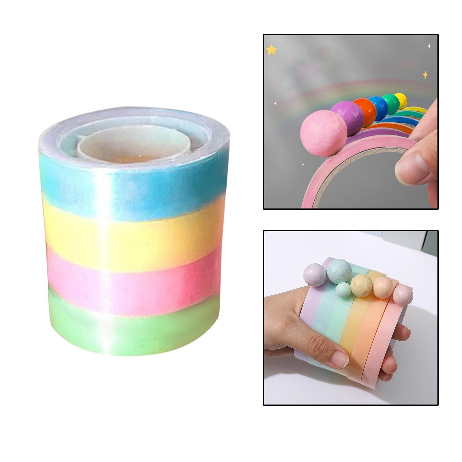 4 Rolls of Sticky Ball Tape, Sticky Ball Rolling Tape, Color Sticky Candy Color Tape for Adult Kids Party