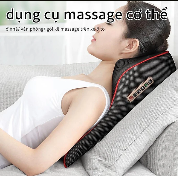 (HÀNG CÓ SẴN) Gối massage cổ vai gáy, máy massage hồng ngoại 20 bi cao cấp hỗ trợ mát xa toàn thân bảo hành toàn quốc