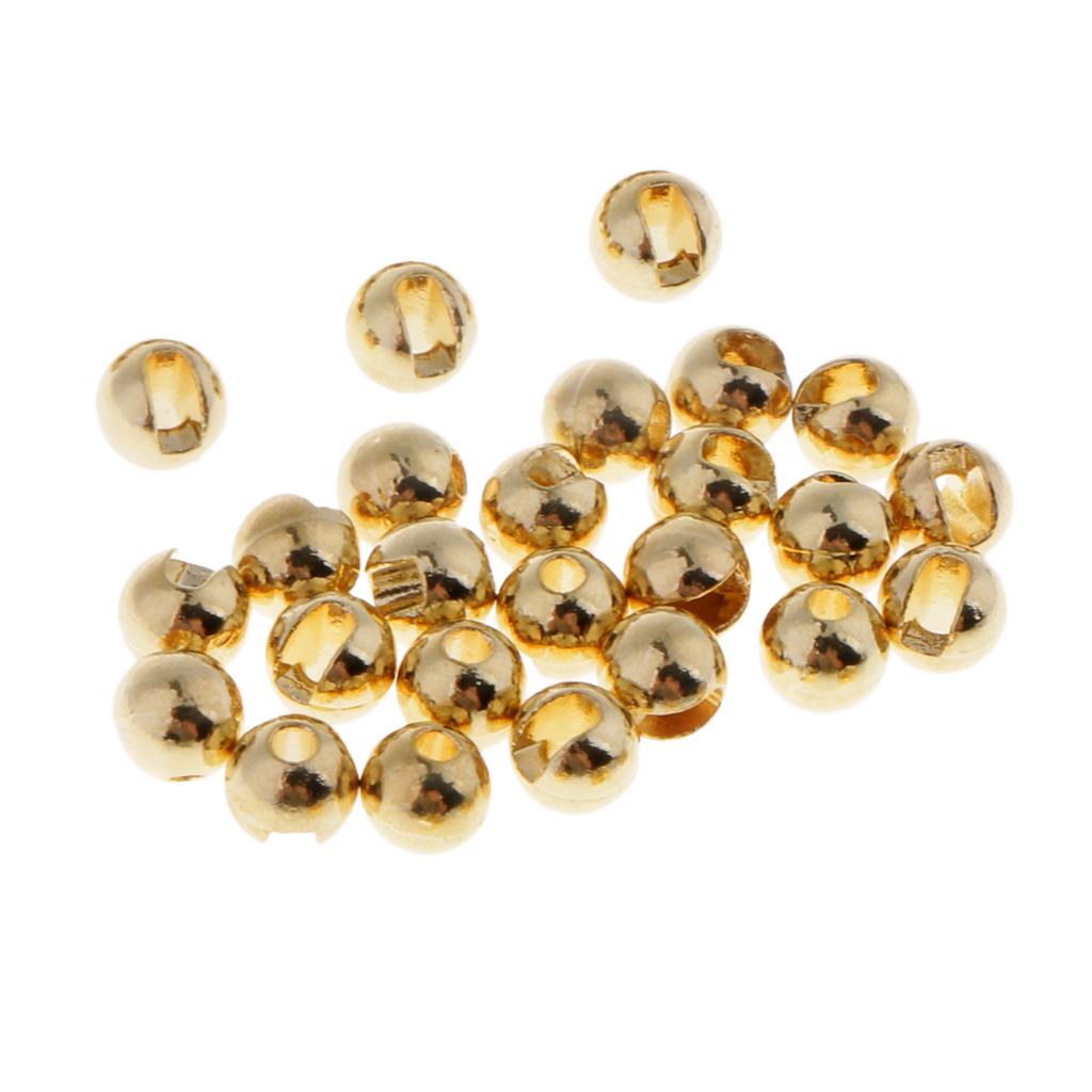 25pcs Slotted Tungsten Fly Tying Beads Fast Sinking Nymph Eyes Gold