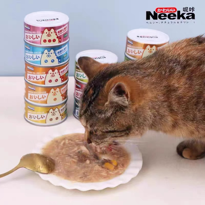 Pate Lon Dạng Soup Thịt Cho Mèo Neeka Nhiều Vị Ngẫu Nhiên Lon 80g