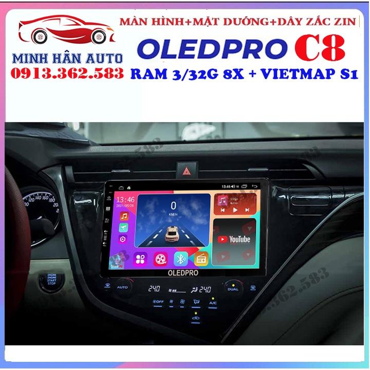 Combo màn hình OLEDPRO C8 kèm mặt dưỡng,dây nguồn cho xe TOYOTA CAMRY 2019