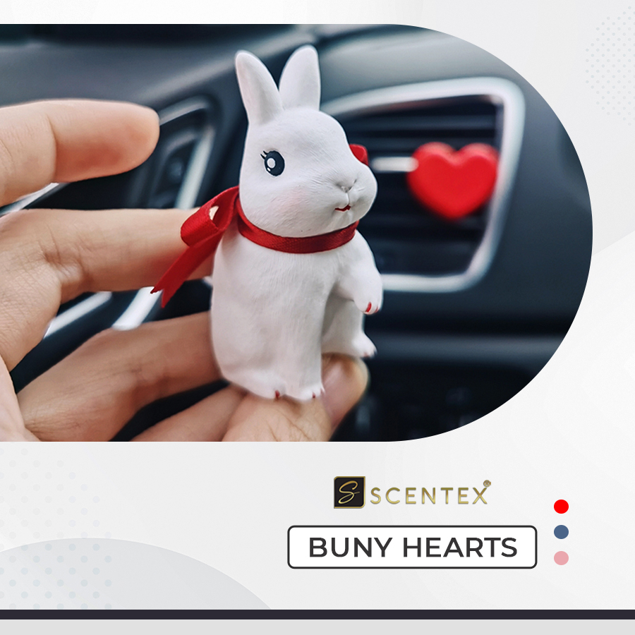 Nước hoa xe hơi cao cấp Scentex Buny Hearts 100% Organic, được làm từ chất liệu đá Aroma Stone đặc biệt, dễ dàng thẩm thấu và khuếch tán mùi hương theo cửa gió điều hòa, khử mùi, diệt khuẩn hiệt quả - Hàng Chính Hãng