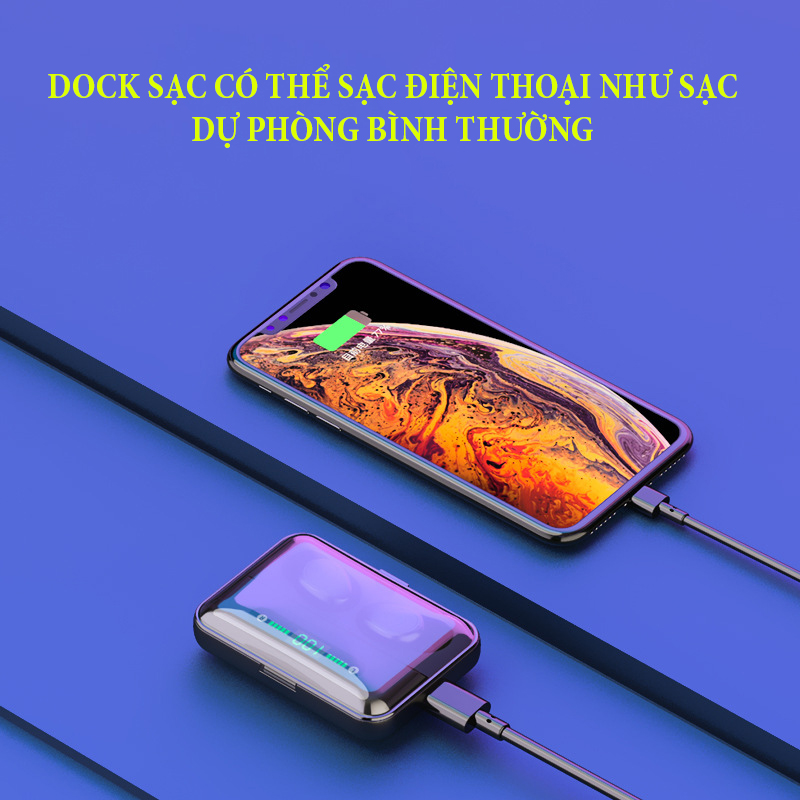 Tai Nghe Bluetooth Nhét Tai 5.0 Hai Tai Chống Nước Kèm Dock Sạc Dự Phòng F95