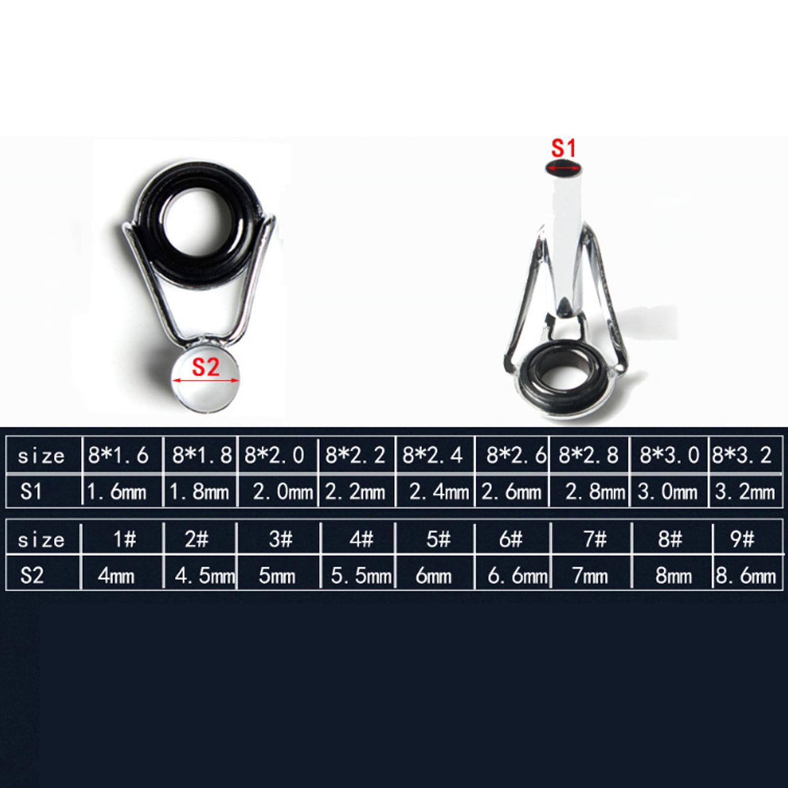 7pcs Fishing Replacement Rod Rings/Tips Guides, Various Sizes Repair Guides