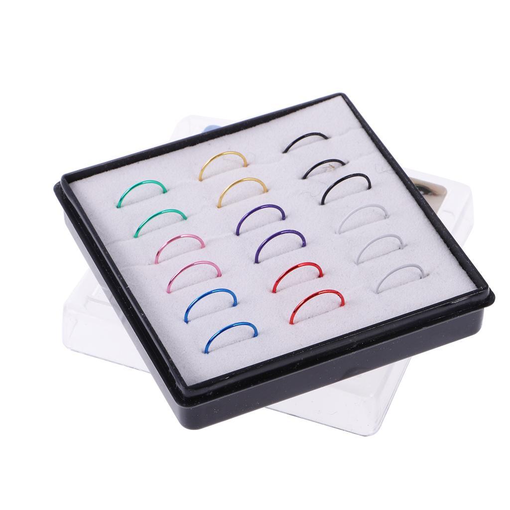 3-4pack 18pcs Mixed Color 316L Stainless Steel Nose Studs Hoops Piercing Rings