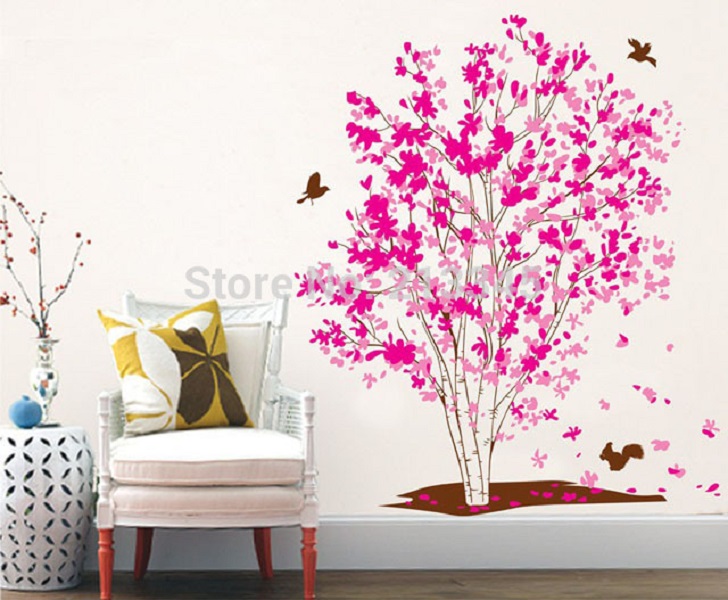 Decal dán tường Cây Hồng - SS118