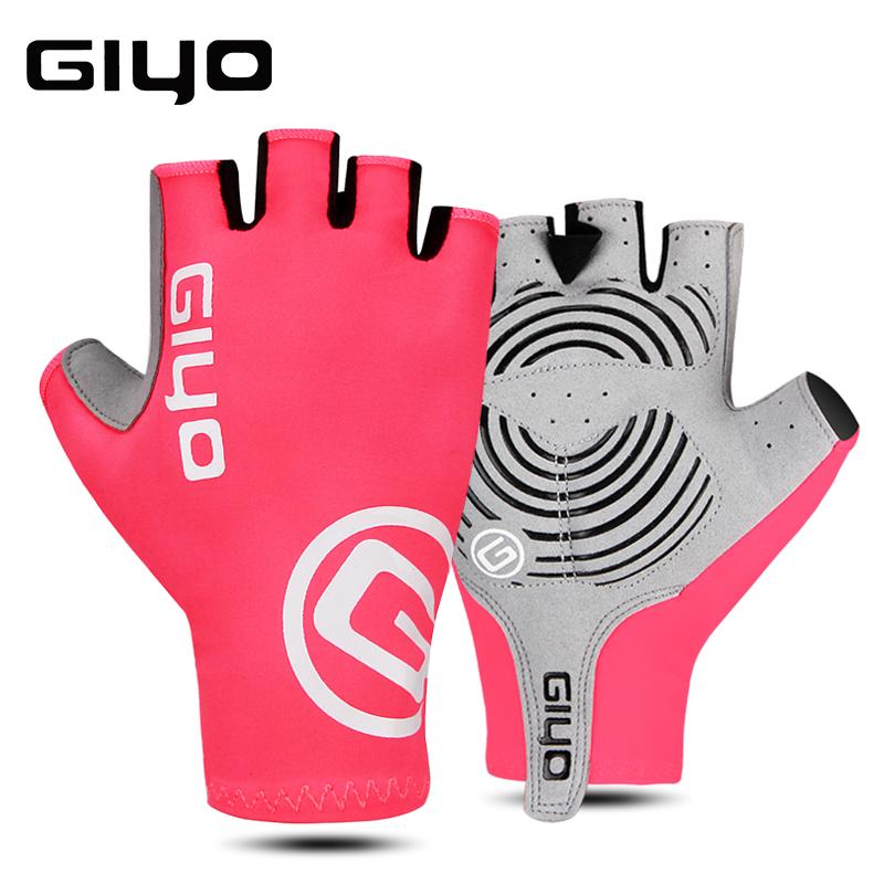 Giyo Găng Tay Xe Đạp Ngón Gel Thể Thao Đua Xe Đạp Găng Tay Hở Ngón Nam Nữ Mùa Hè Xe Đạp Đường Trường Găng Tay MTB Luva Guantes Ciclismo Color: Pink Full Finger Size: S