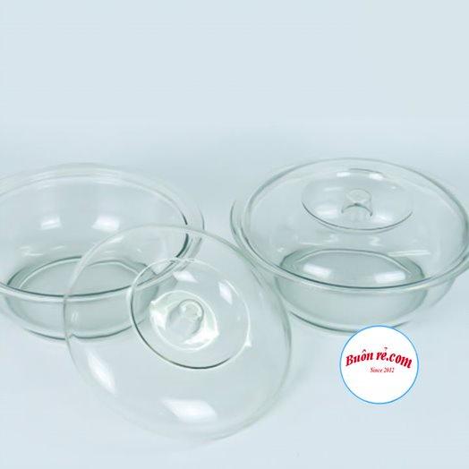Âu phíp tròn trong suốt có nắp đậy Việt Nhật (MS:6435-2)- Tô cơm, bát đựng canh, đựng thực phẩm an toàn tiện lợi Br01440