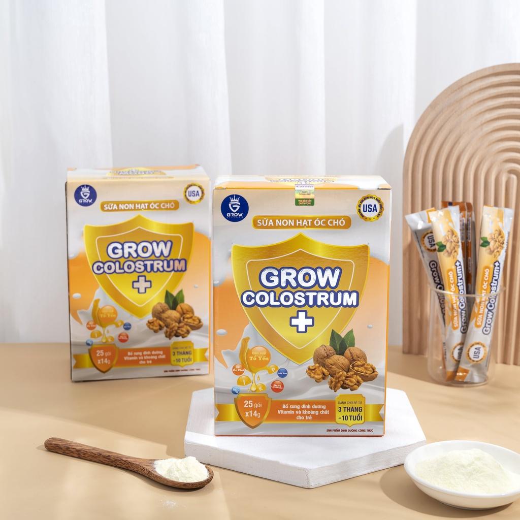 Combo 2 Hộp Sữa Non Hạt Óc Chó Grow Colostrum Hộp 25 gói x 14g Bổ Sung Trí Não,Tăng Trí Thông Minh