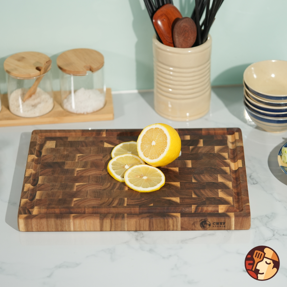 Thớt gỗ Keo Chef Studio cao cấp hình chữ nhật, đa dụng, an toàn cho sức khỏe