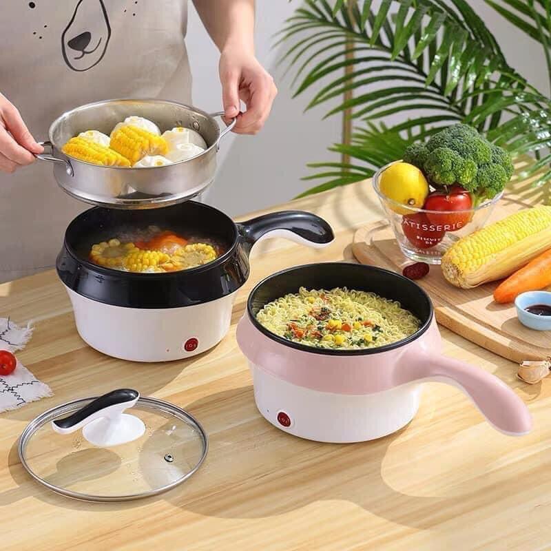 NỒI LẨU ĐIỆN ĐA NĂNG CHỐNG DÍNH THIẾT KẾ 2 TẦNG KÈM KHAY HẤP INOX CAO CẤP