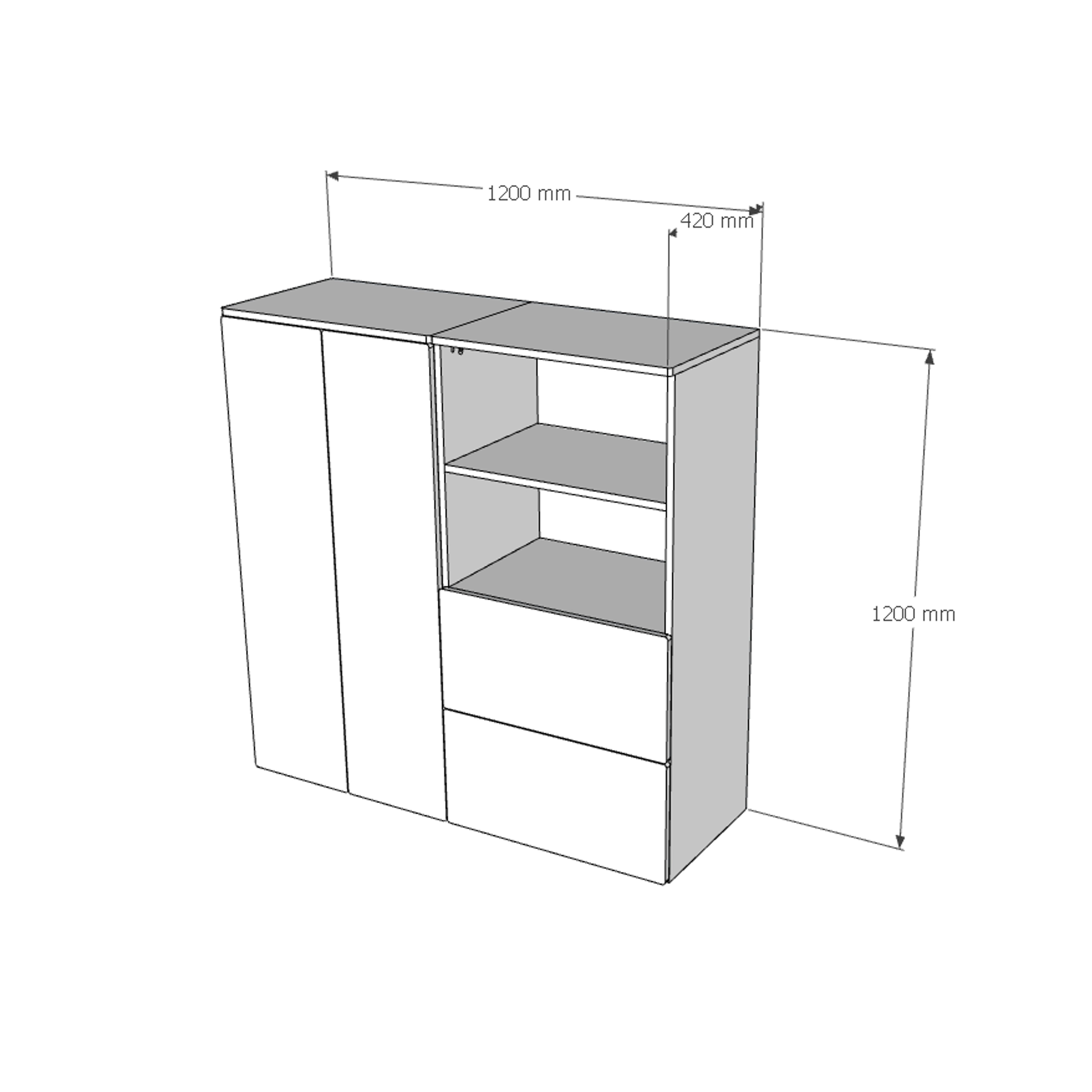 [Happy Home Furniture] SCANDINA, Tủ quần áo 2 cánh mở - 2 ngăn kéo ,120cm x 42cm x 120cm ( DxRxC), TCM_094