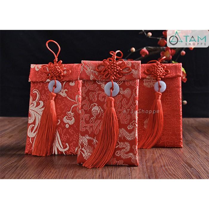 SET 2 Bao lì xì đám cưới vải đỏ cao cấp