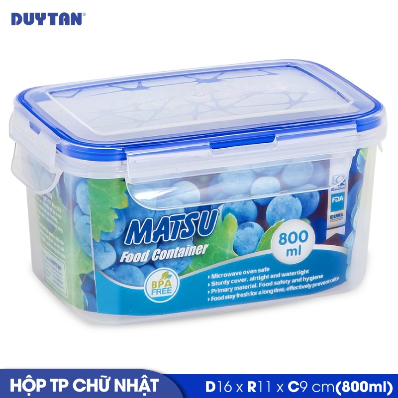 Hộp đựng thực phẩm chữ nhật nhựa Duy Tân Matsu 800ml  - 03185 - Hàng chính hãng