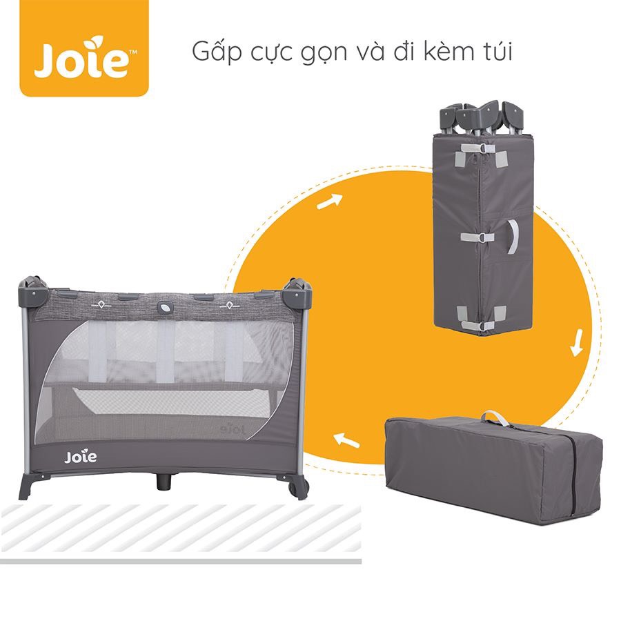 Giường cũi cao cấp Joie Commuter Change & Snooze Linen Gray