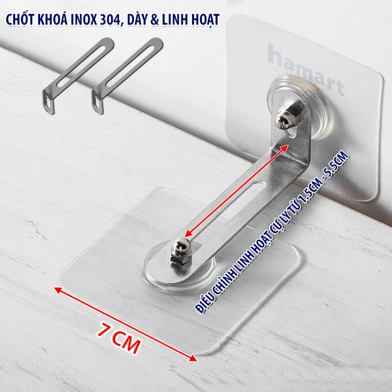 SET Đinh Vít Dán Tường Kèm Chốt INOX Cố Định Tủ Gỗ Khoá Chống Đổ Kệ Sách TV Siêu Dính Hamart