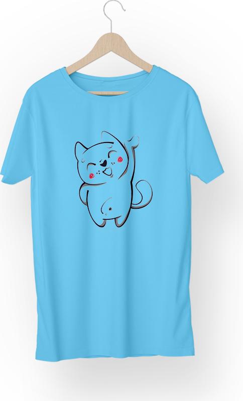 Áo Thun Couple Unisex ATLAN Form Rộng Hàn Quốc Mã TK125 Màu Xanh Thiên Thanh - L - XXL