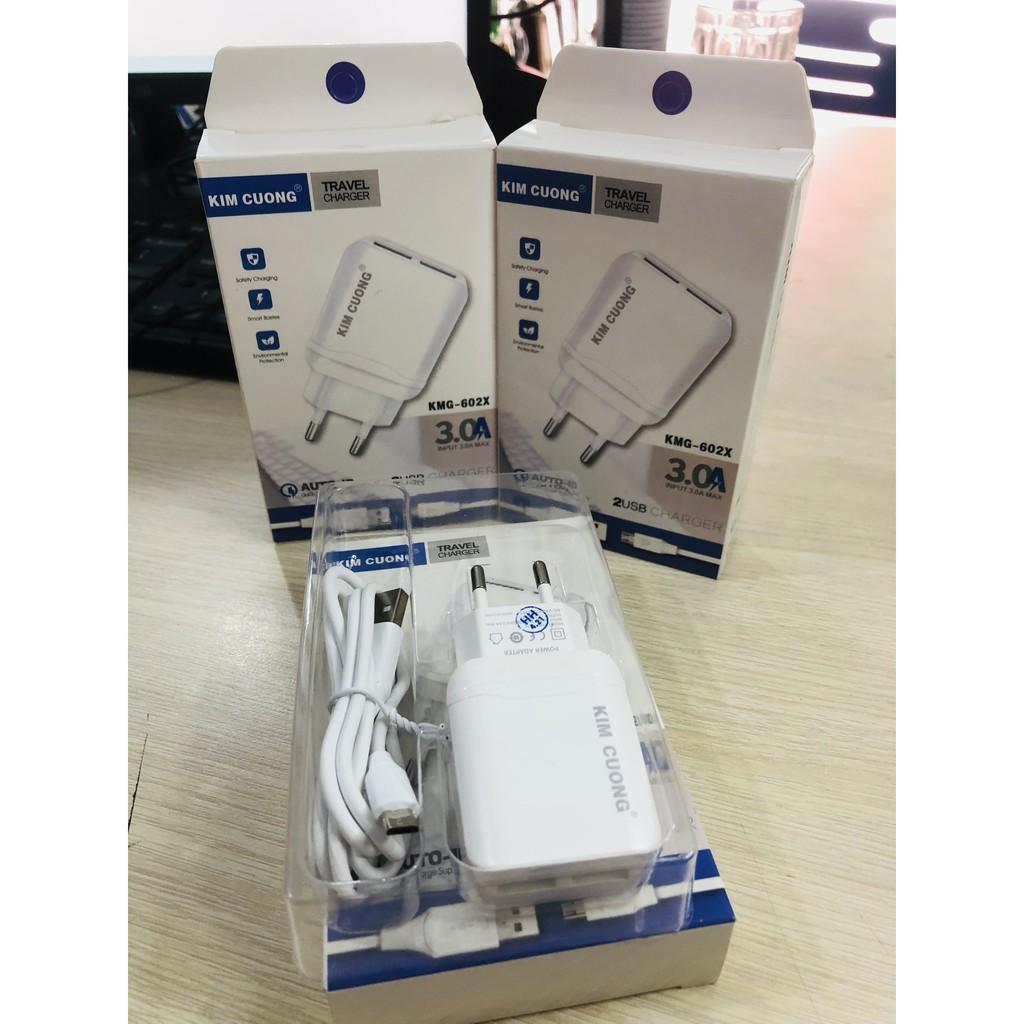 Bộ sạc nhanh kim cương 3.0A -2USB dành cho các dòng máy hỗ trợ sạc nhanh+kèm dây sạc cổng android kim cương