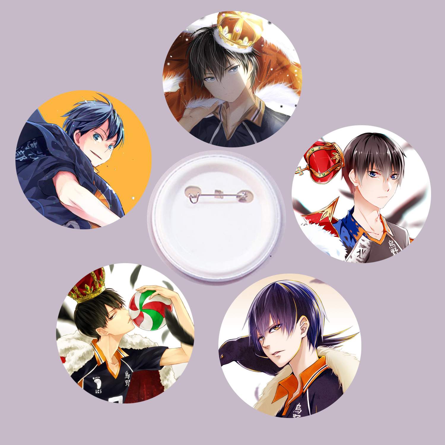 Set 5 huy hiệu Haikyuu nhóm và nhân vật