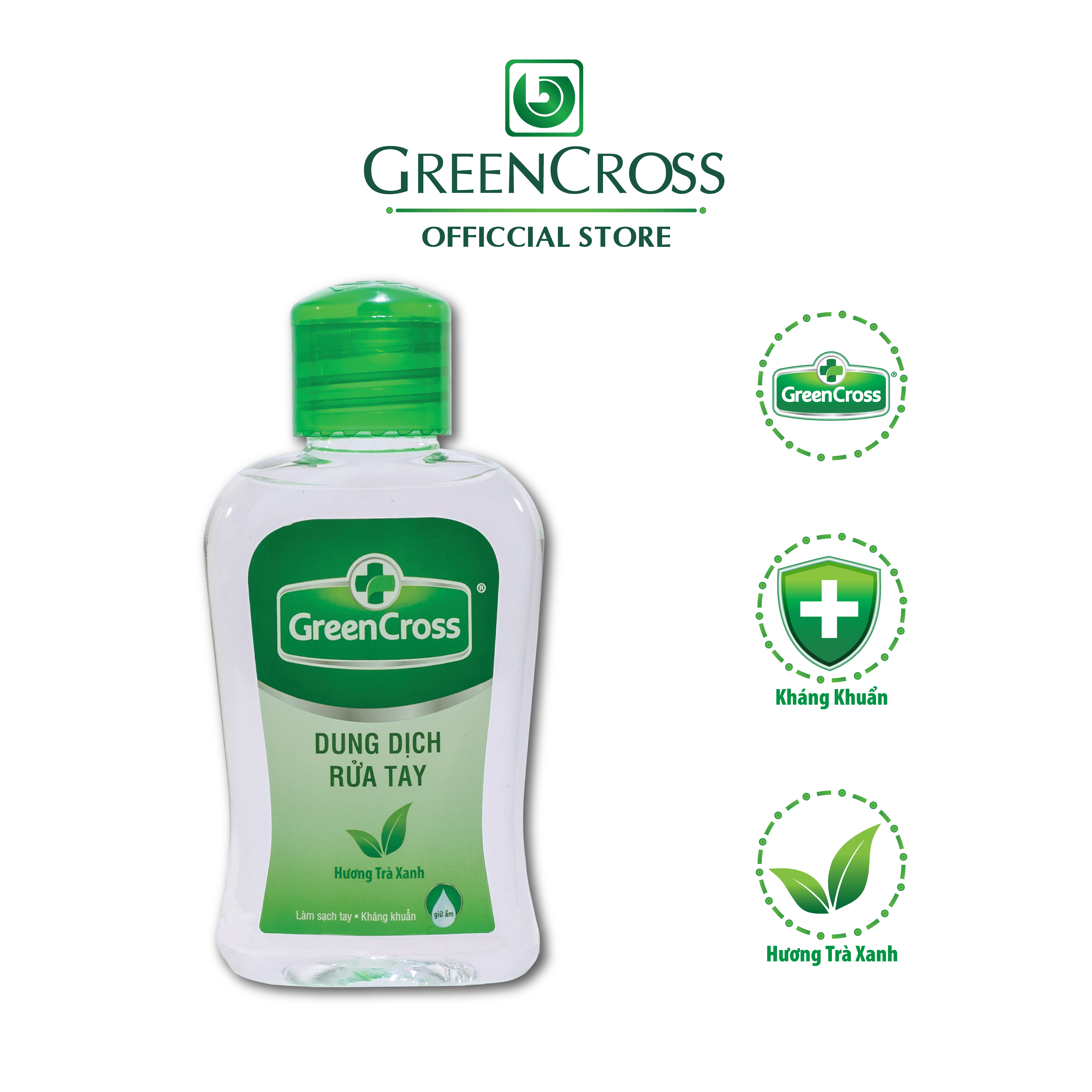 COMBO 2 CHAI 500ML NƯỚC RỬA TAY KHÁNG KHUẨN GREEN CROSS - Tặng thêm 2 chai 100ml Greentea