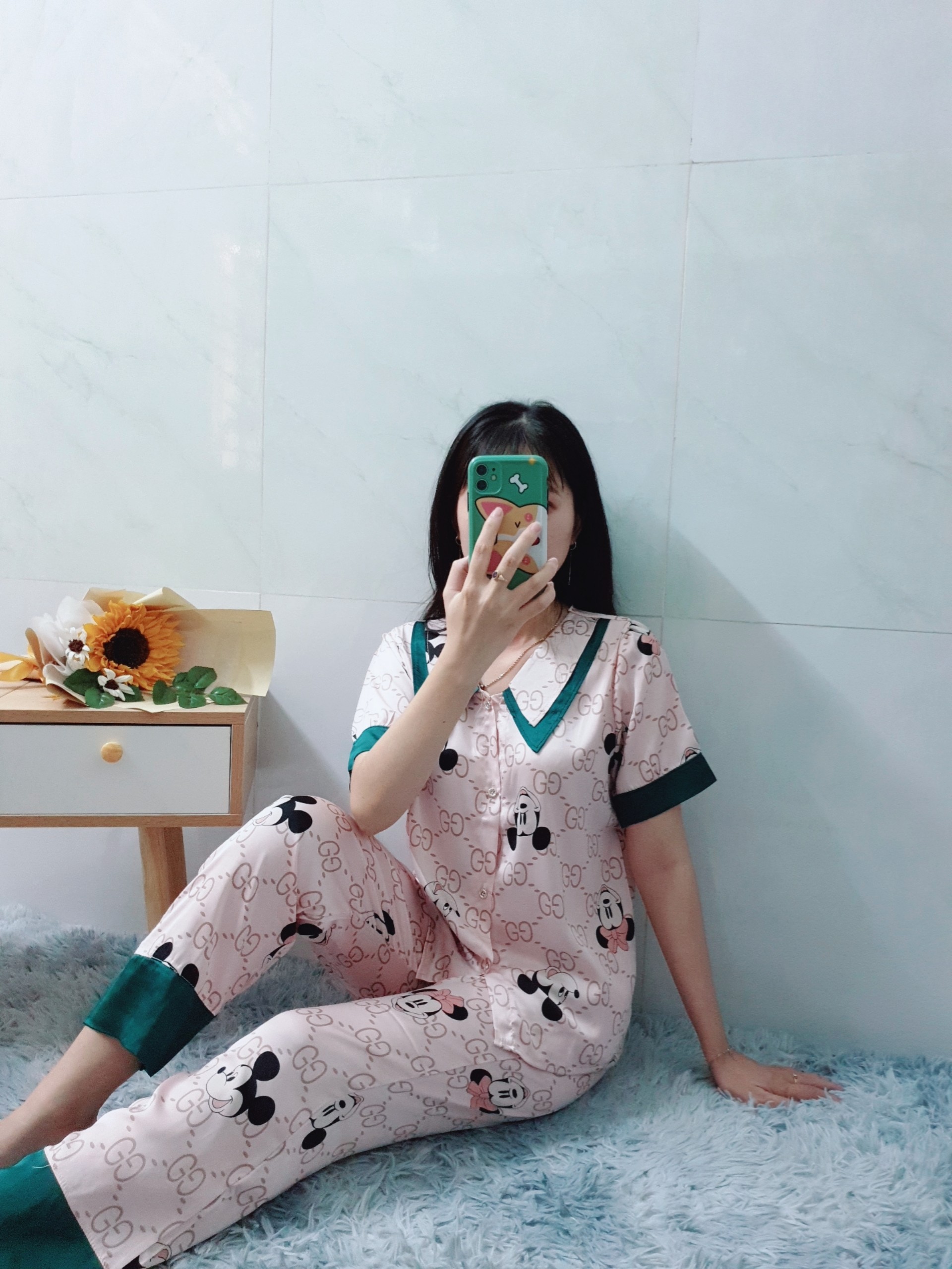 Đồ Bộ Pijama Mặc Nhà Nữ - Kiểu Dáng Dễ Thương, Sang Trọng - Vải Lụa Cao Cấp, Thoáng Mát, Mềm Mịn