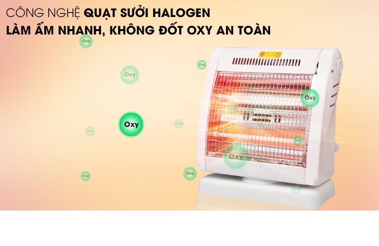 Đèn Sưởi Điện 2 Bóng Halogen 800W Xoay 90 Độ - Hàng Chính Hãng