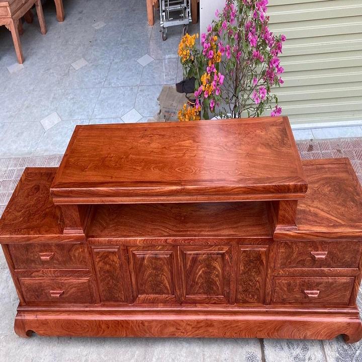 Kệ tivi vát trơn gỗ hương đá tuyển chọn vân ( Bác Duyên - Vĩnh Phúc )