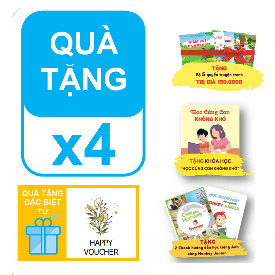 VMonkey (Mã giấy) - Học tiếng Việt (Trọn đời, 1 năm) theo Chương trình GDPT Mới cho trẻ Mầm non &amp; Tiểu học
