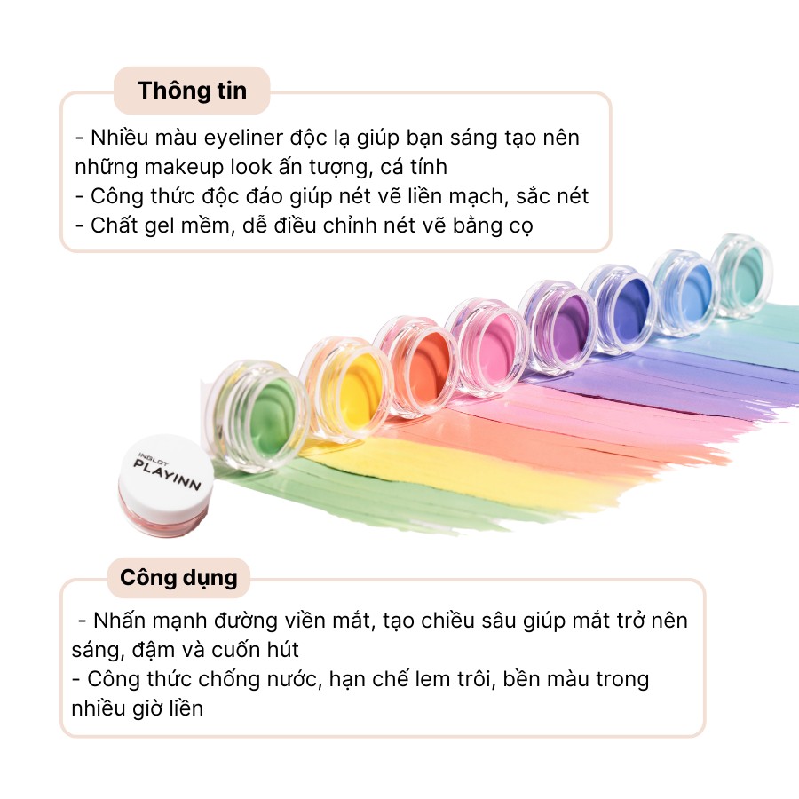 Bộ trang điểm mắt gồm Gel kẻ mắt lâu trôi PlayInn Eyeliner (2g) + Tinh chất Duraline INGLOT