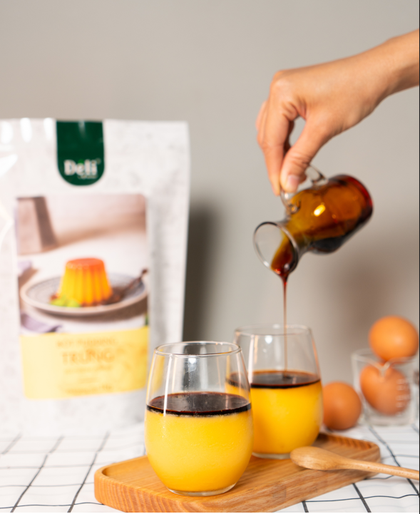 Pudding trứng Déli - Tách lẻ 250gr - chuyên dùng làm topping trà sữa - thơm béo, mềm mại