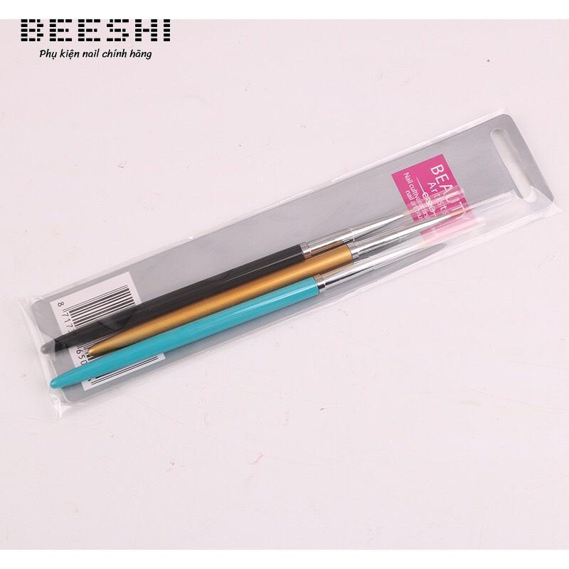 Set 3 cây cọ nét cán gỗ đủ 3 size đầu lông cọ sắc nét -beeshi shop nail