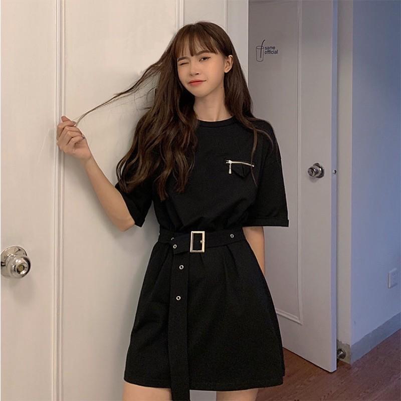 Đầm thun tay lỡ kèm belt cá tính mẫu 2021