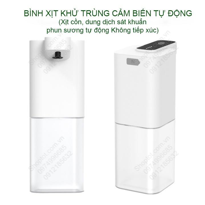 Bình phun xịt khử trùng tay cảm biến tự động, loại dùng pin sạc, xịt phun sương dung dịch khử trùng, dung tích 400ml