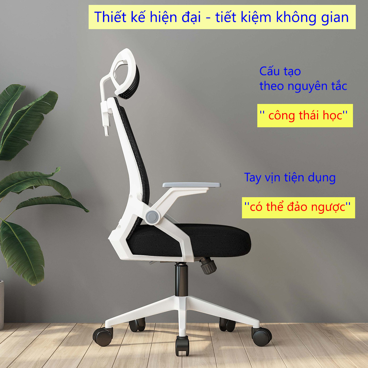 Ghế Văn Phòng, Ghế Công Thái Học, Ghế Làm Việc Xoay 360° - Tựa Đầu 3D, Tay Vịn Thông Minh, Có Trợ Lực Vùng Eo Thắt Lưng, Vải Dệt Thoáng Khí & Cao Su Đàn Hồi, Bảo Vệ Cột Sống Lưng - Hàng Chính Hãng.