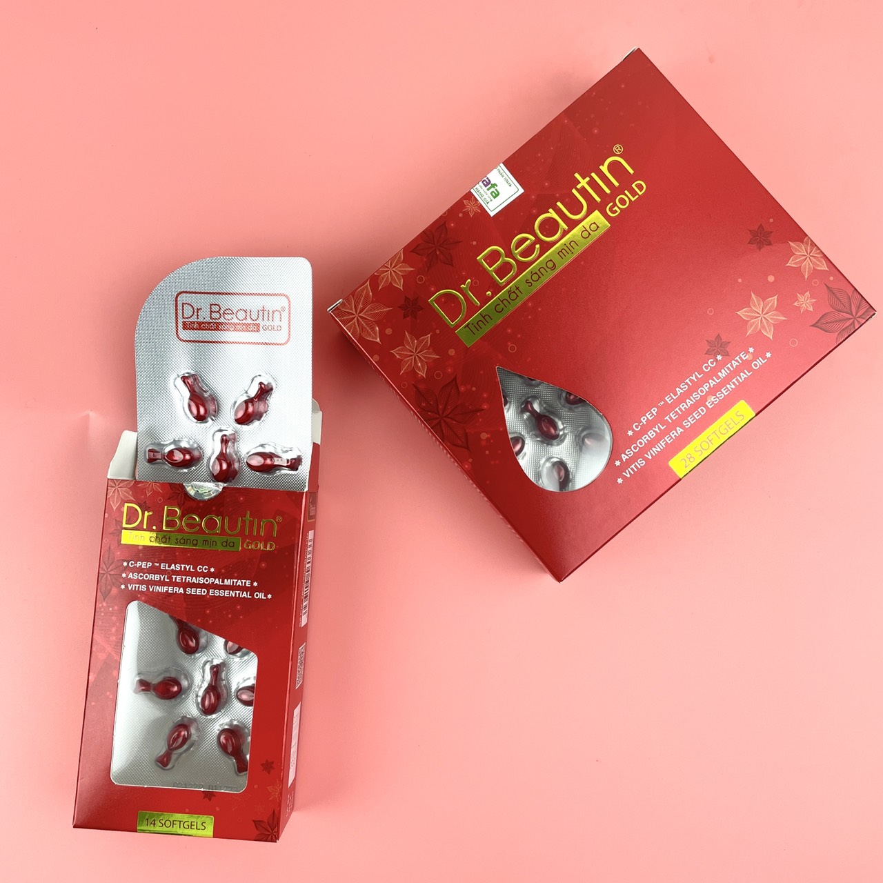 Viên serum dưỡng da DR.BEAUTIN TINH CHẤT SÁNG MỊN DA GOLD - Dưỡng da căng bóng, sáng mềm mịn