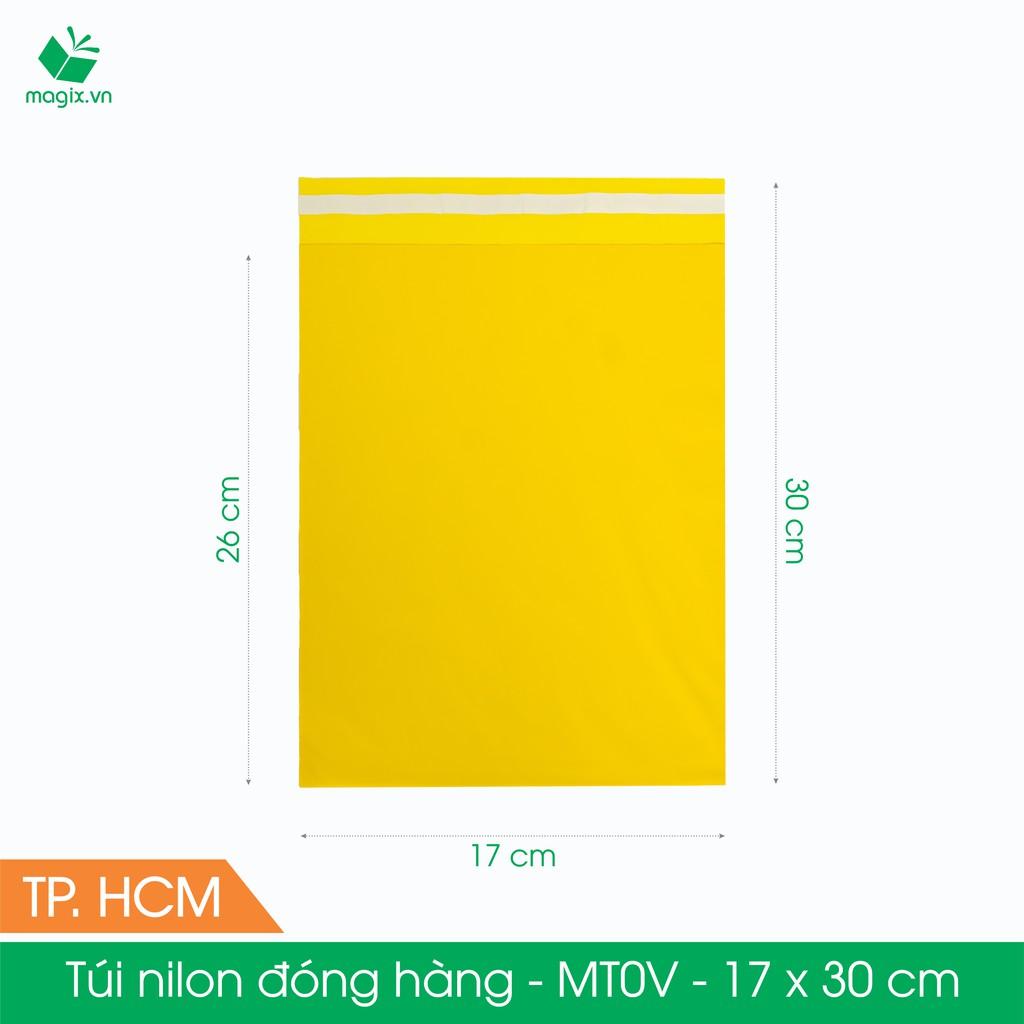 MT0V - 17x30 cm - Túi nilon gói hàng - 300 túi niêm phong đóng hàng màu vàng