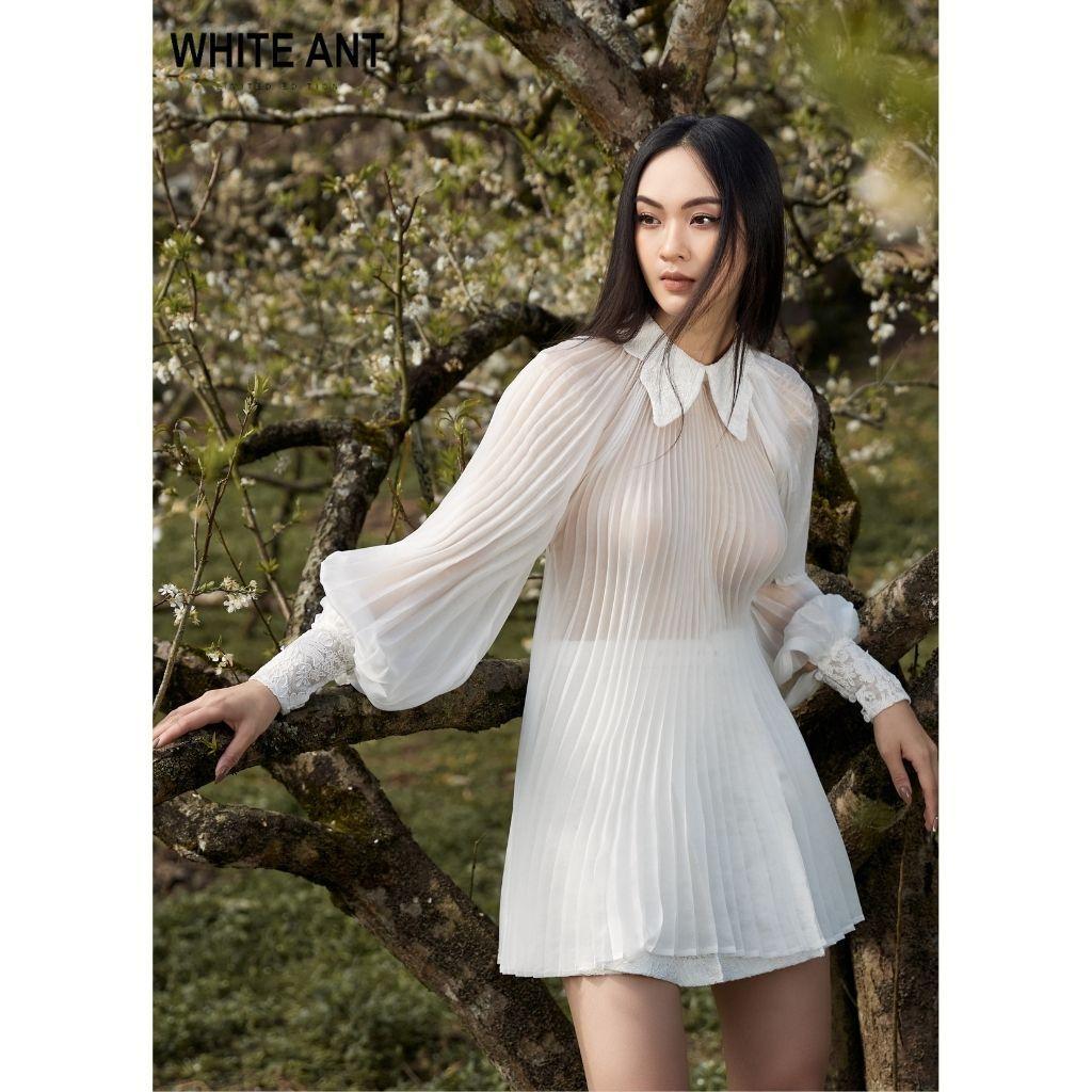 Áo Sơ Mi Nữ Dài Tay WHITE ANT NIALL PLEATED SHIRT Thiết Kế Kiểu Cánh Bướm Độc Đáo, Chất Lụa Tơ Mềm Mịn 170300140