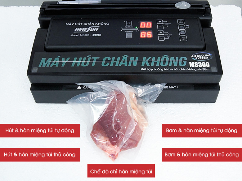 Máy hút chân không mini NEWSUN MS300 thổi khí hàn miệng túi cắt tui đa năng - Hàng chính hãng