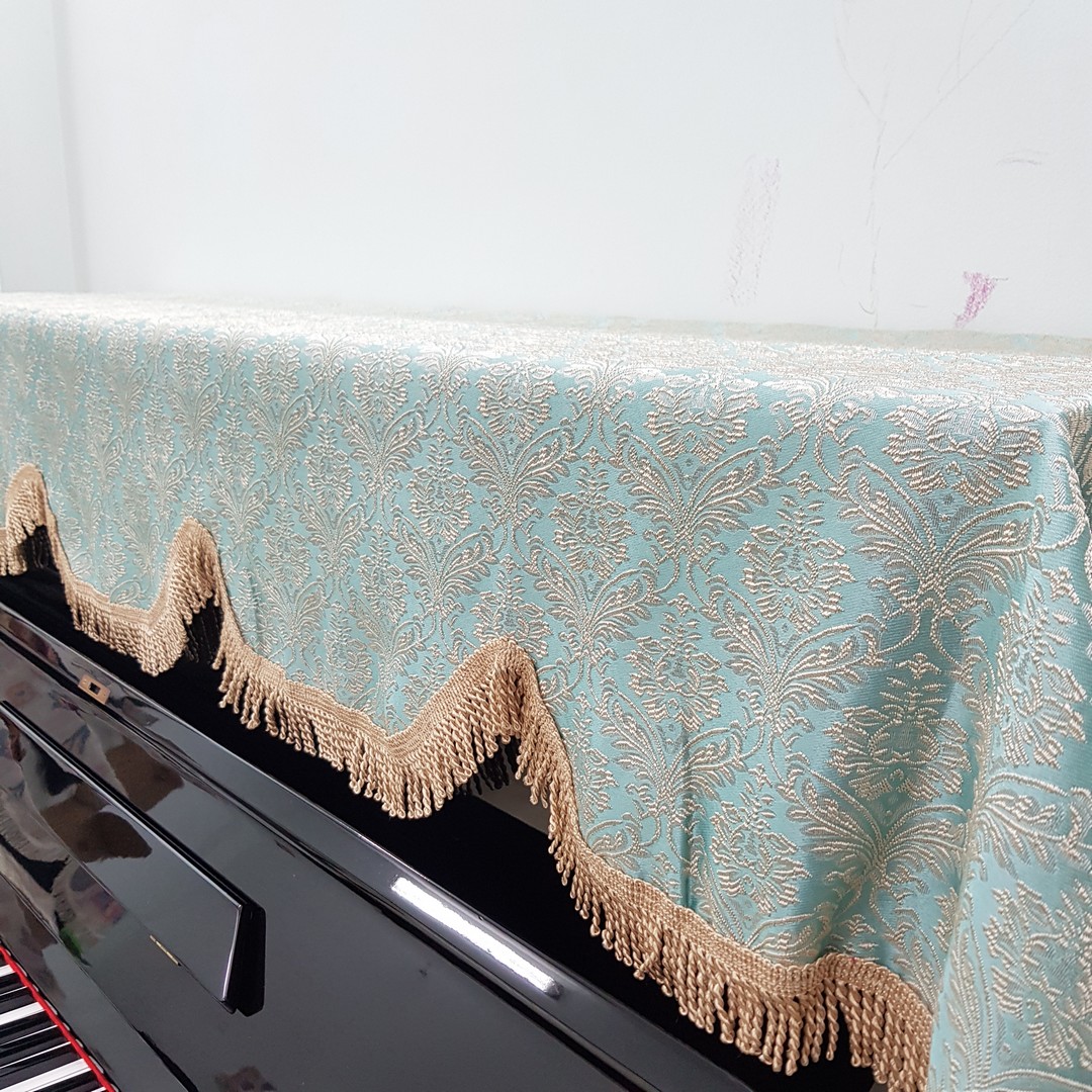 Khăn phủ đàn Piano cơ mẫu họa tiết hoa xanh gấm