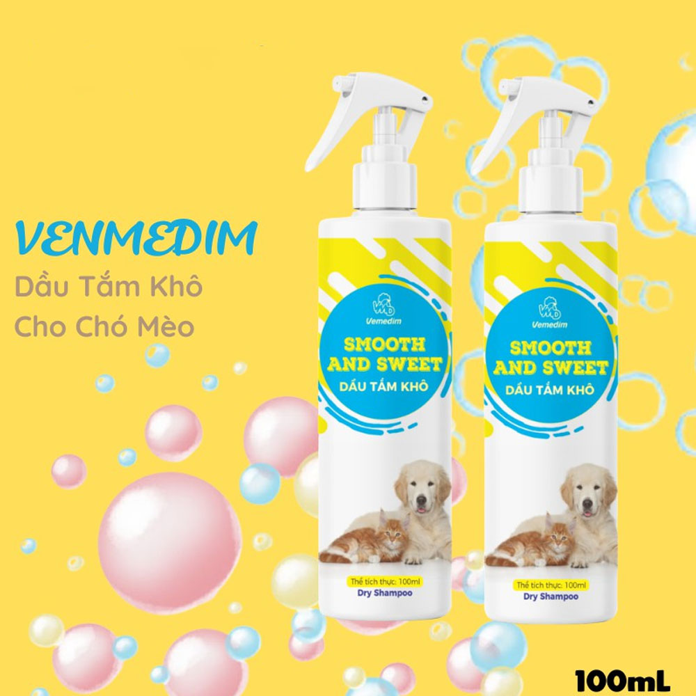 DẦU XỊT TẮM KHÔ CHO CHÓ MÈO KHÔNG DÙNG NƯỚC , KHỬ MÙI , SẠCH LÔNG SMOOTH AND SWEET - SP005311