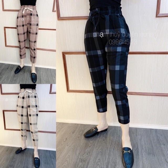Quần Baggy kẻ đũi xước cao cấp