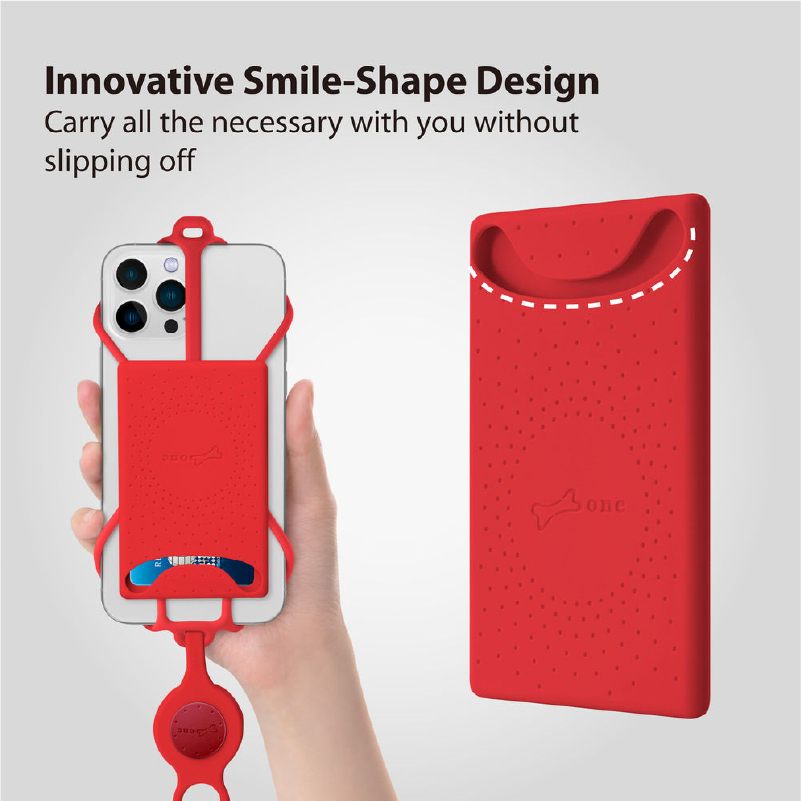 Lanyard PhoneTie 3-Card Holder hàng chính hãng Bone - Màu Đỏ