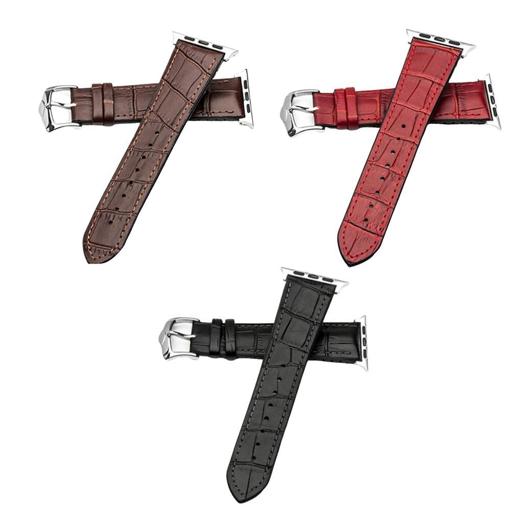 Leather Rubber Wrist Watch Strap Band Replacement Wristband 38mm Black