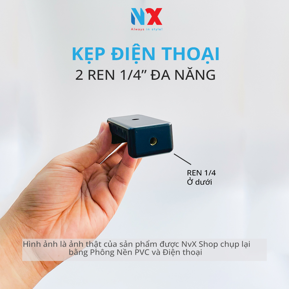 Đầu kẹp giữ giữ điện thoại thông minh có 2 Ren 1/4 tiện lợi để gắn Điện thoại tùy ý