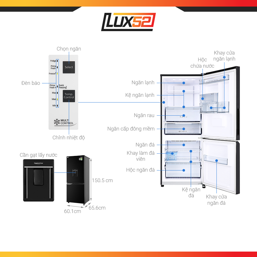 Tủ lạnh Panasonic Inverter 255 lít NR-BV280WKVN- Hàng chính hãng- Giao toàn quốc