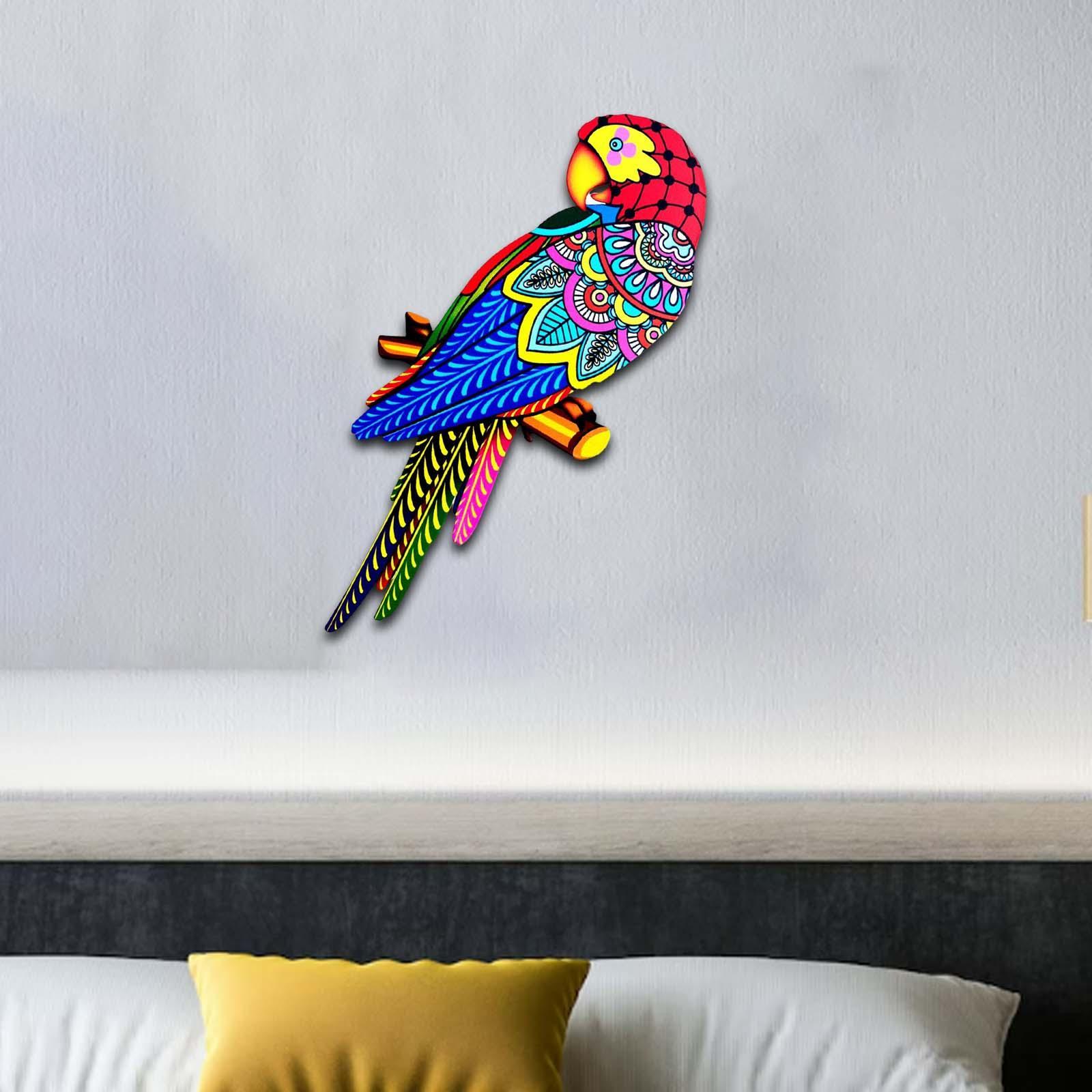 Bird Wall Art Decor Ornament Bird Model Iron Colorful Birds for Balcony Fence