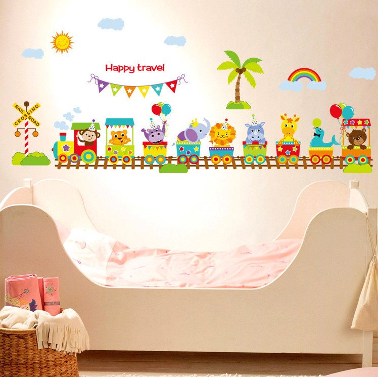 Decal trang trí dán tường đoàn tàu cho bé - Giấy dán tường trang trí phòng cho bé - Decal trang trí nhà cửa