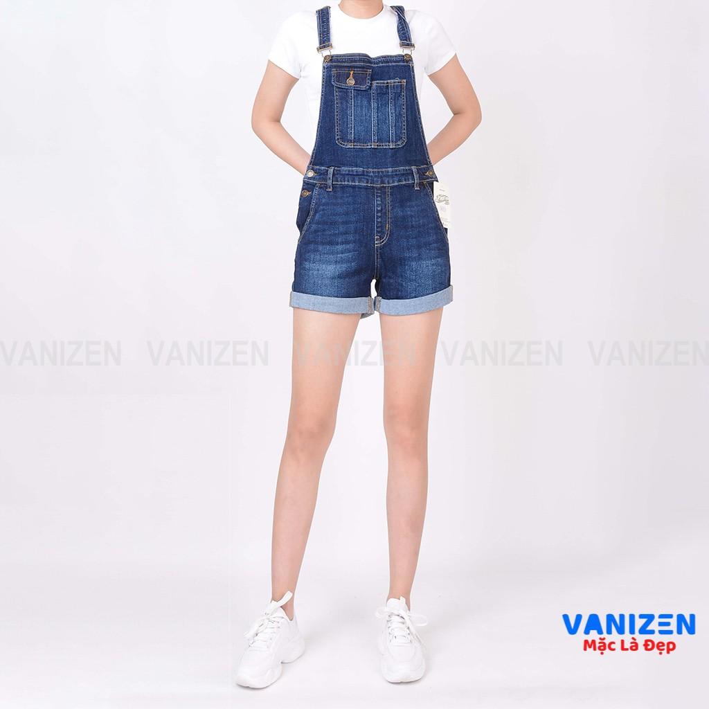 Quần short yếm jean nữ ngắn đẹp lưng cao cạp cao trơn hàng hiệu cao cấp mã 452 VANIZEN